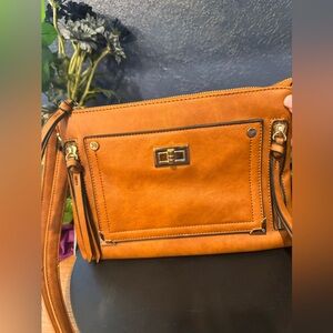 NWT Violet Ray Chestnut Faux Leather Crossbody Bag